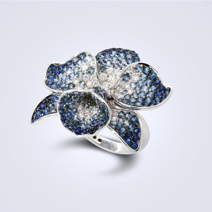 Royal Orchid Blue Sapphire Diamond Ring - Benny's Gems Creations