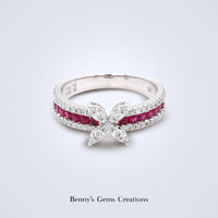 Ruban Rouge Ruby & Diamond Bow Ring - Benny's Gems Creations