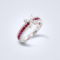 Ruban Rouge Ruby & Diamond Bow Ring - Benny's Gems Creations