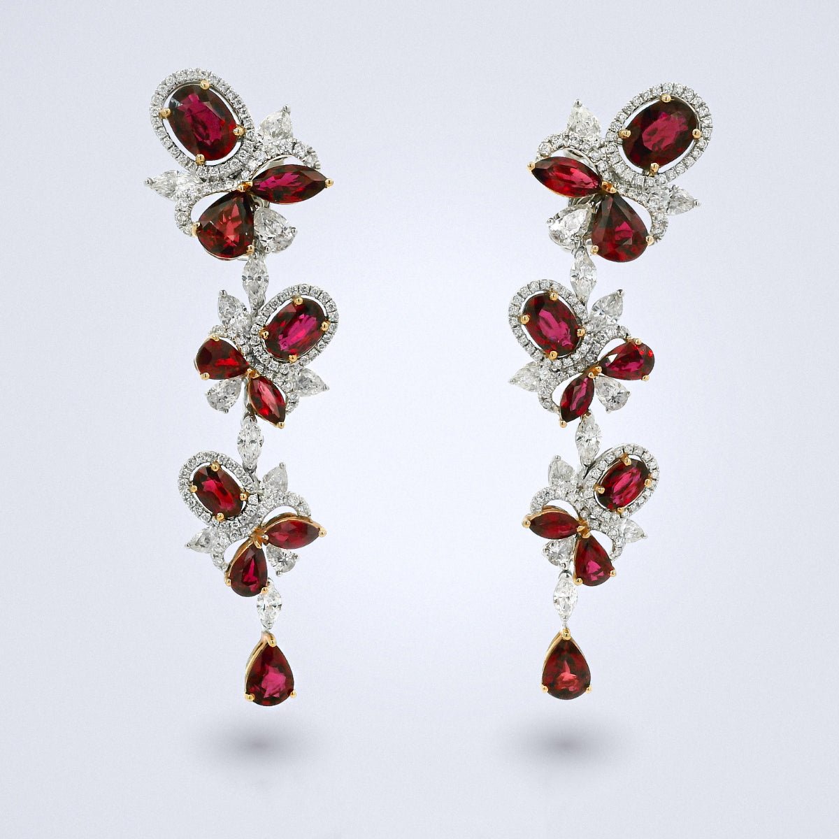 Rubis Jardin Ruby Diamond Drop Earrings - Benny's Gems Creations