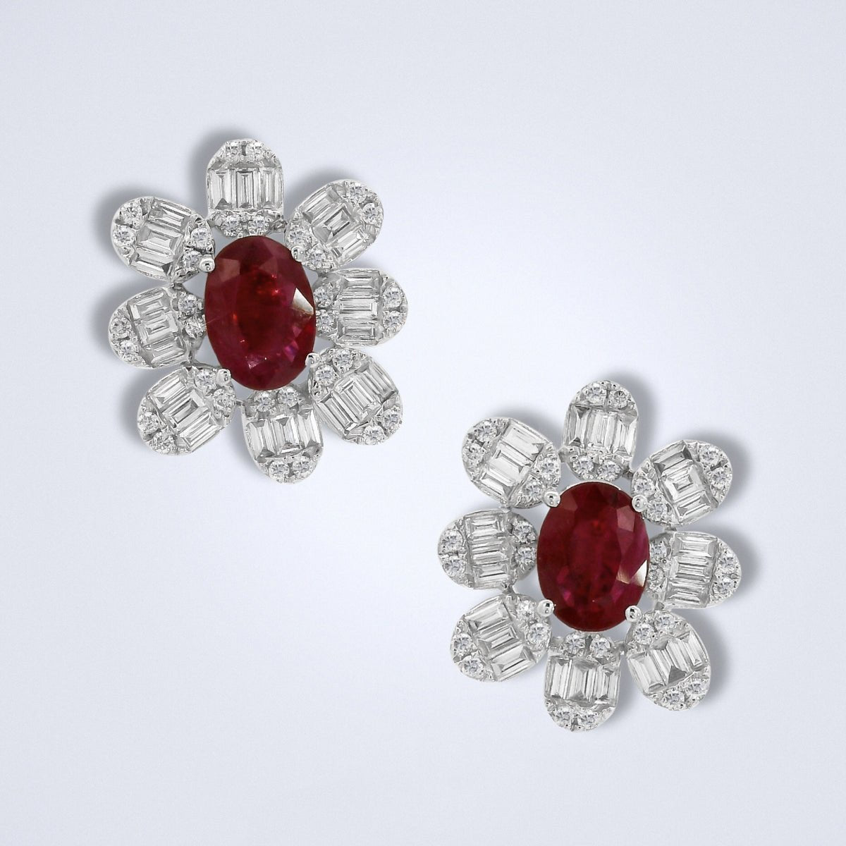 Ruby Bloom Diamond Studs - Benny's Gems Creations