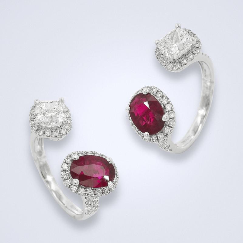 Ruby Diamond Toi Et Moi Ring - Benny's Gems Creations