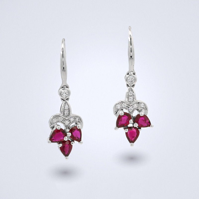 Ruby Fleur Diamond Drop Earrings - Benny's Gems Creations