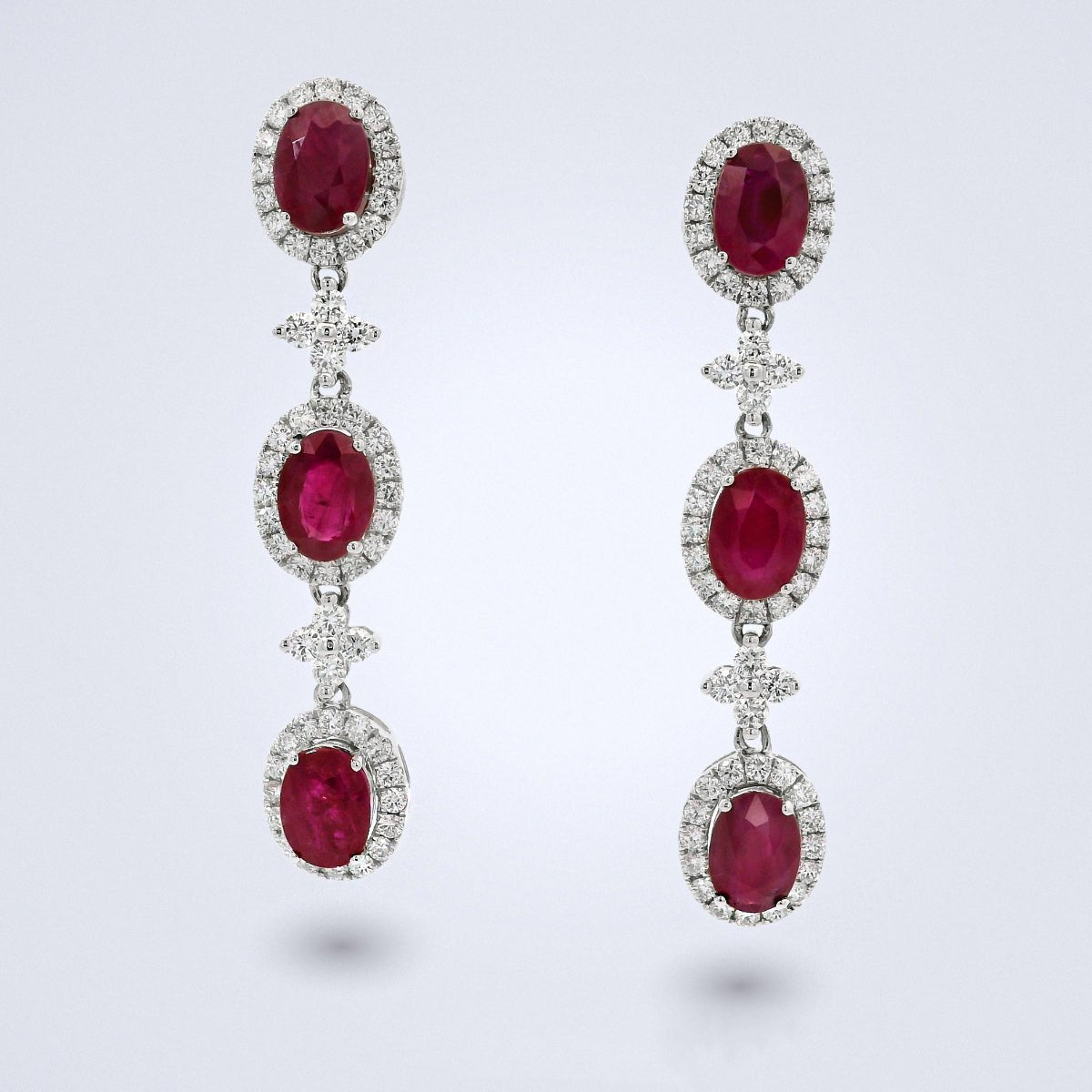 Ruby Royale Halo Drop Earrings - Benny's Gems Creations