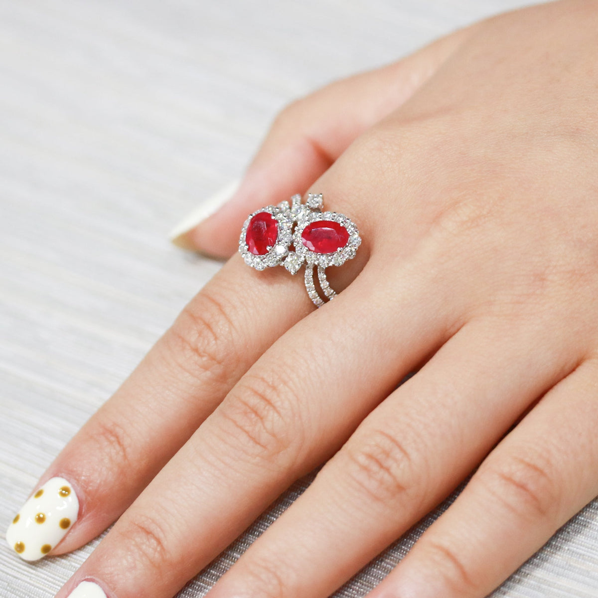 Ruby Soiree White Gold Diamond Ring - Benny's Gems Creations