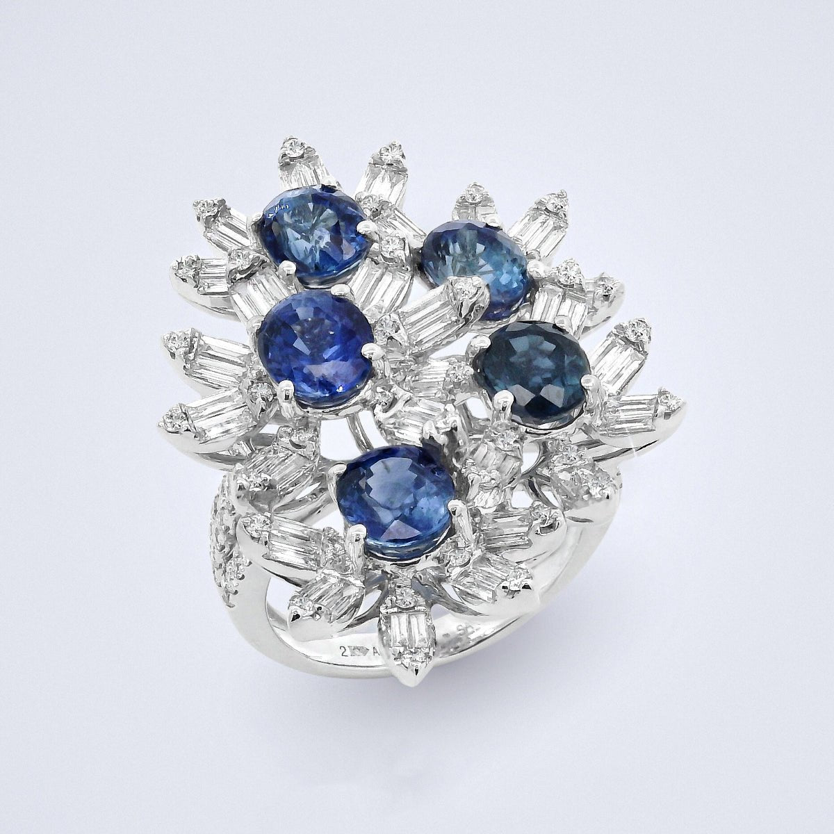 Sapphire Blossom Garden Diamond Ring - Benny's Gems Creations