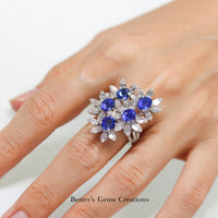 Sapphire Blossom Garden Diamond Ring - Benny's Gems Creations