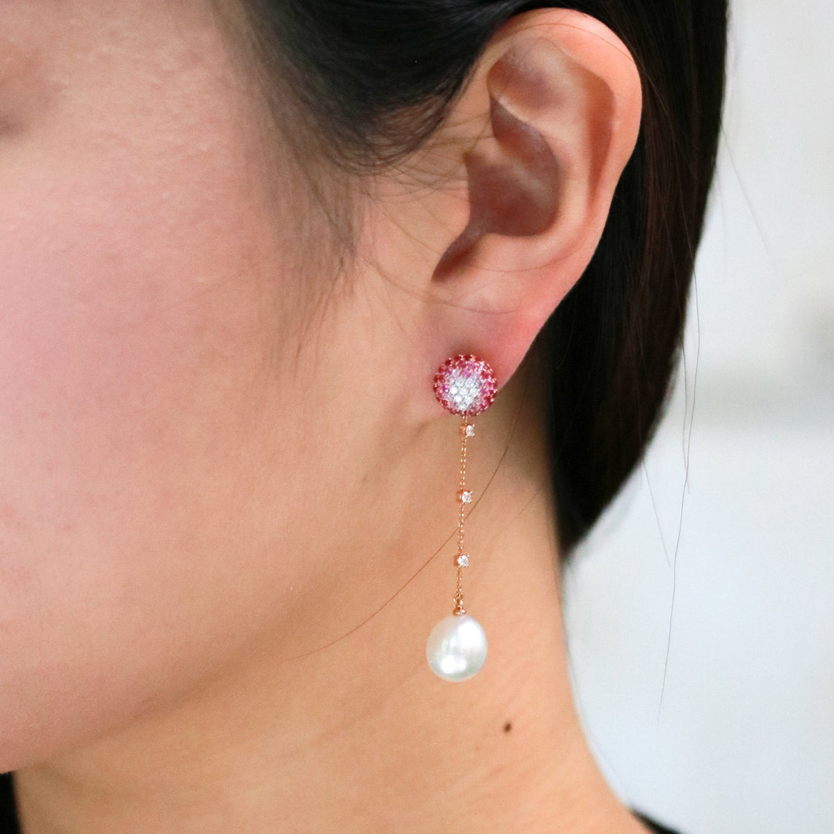 Sapphire Button Diamond Earrings - Benny's Gems Creations