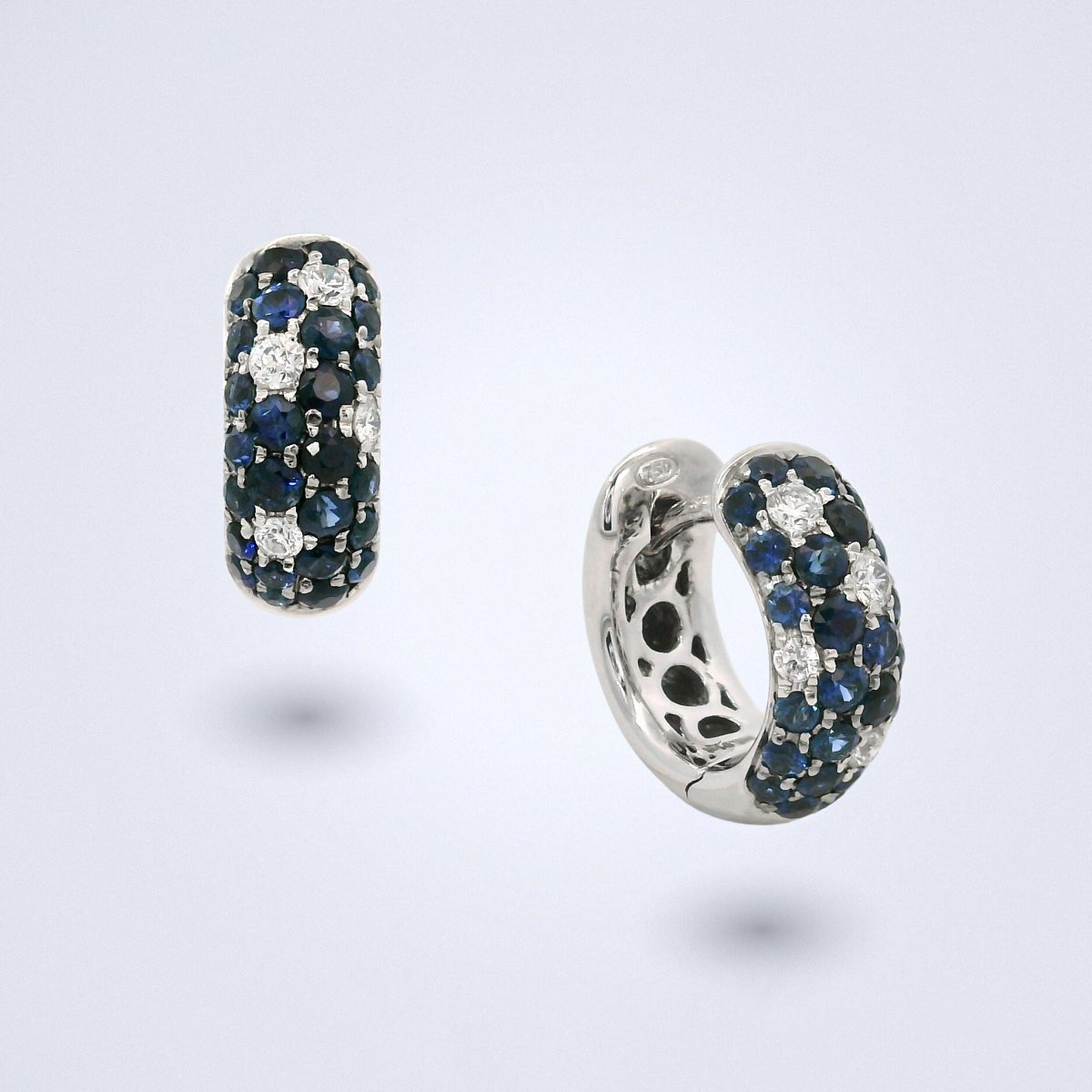 Sapphire Dome Diamond Hoops - Benny's Gems Creations