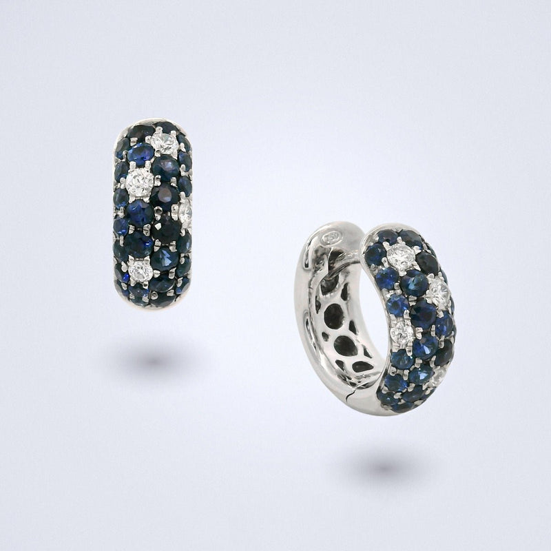 Sapphire Dome Diamond Hoops - Benny's Gems Creations