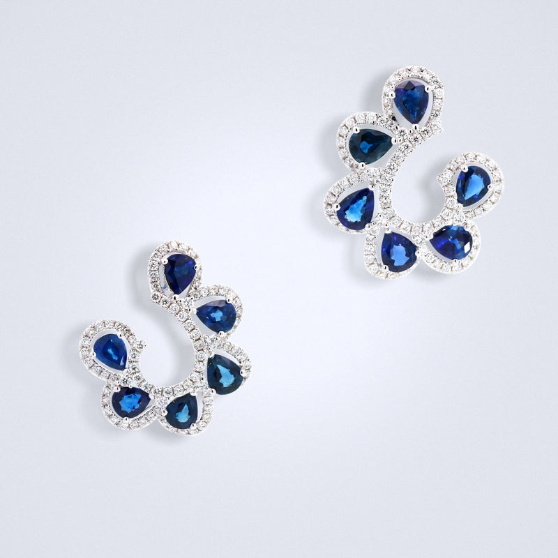 Sapphire Elegance Diamond Earrings - Benny's Gems Creations