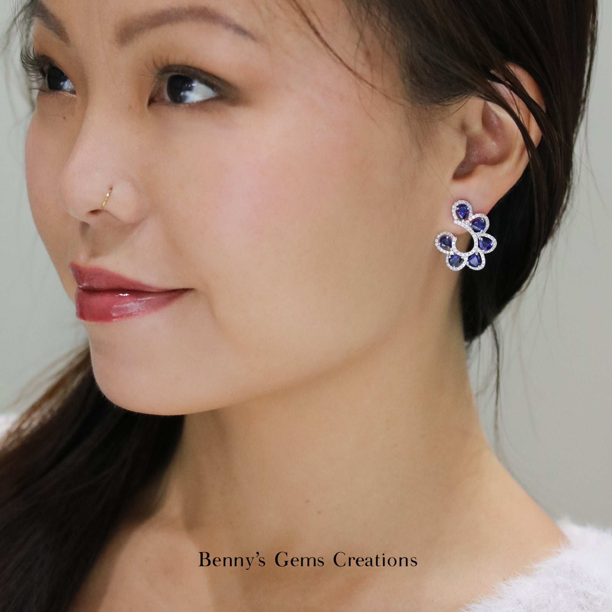 Sapphire Elegance Diamond Earrings - Benny's Gems Creations