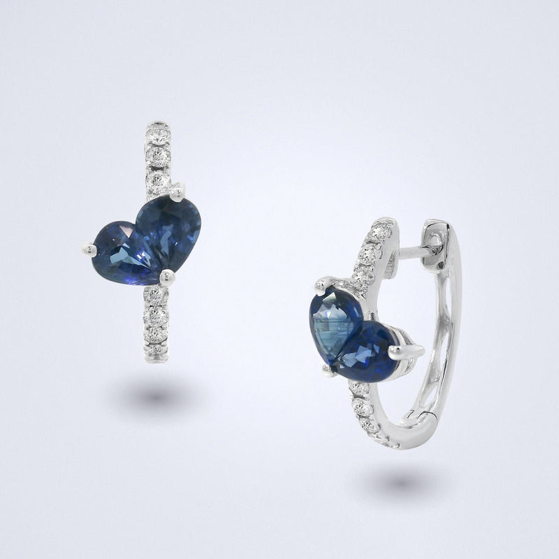 Sapphire Heart Loop Earrings - Benny's Gems Creations