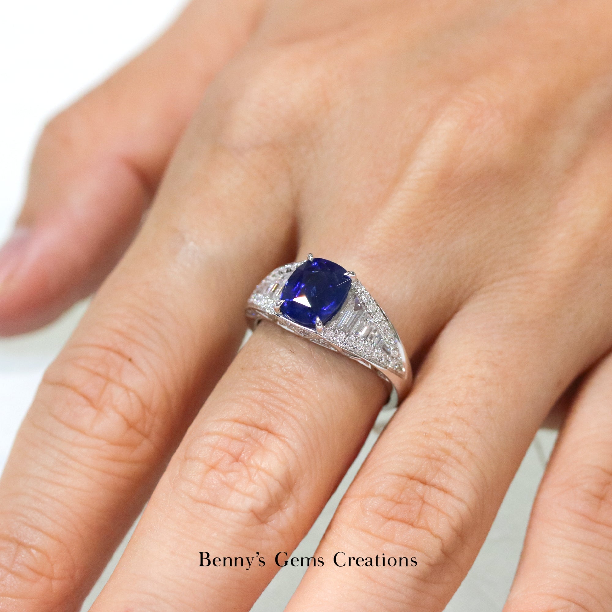 Sapphire Royalty White Gold Diamond Ring - Benny's Gems Creations