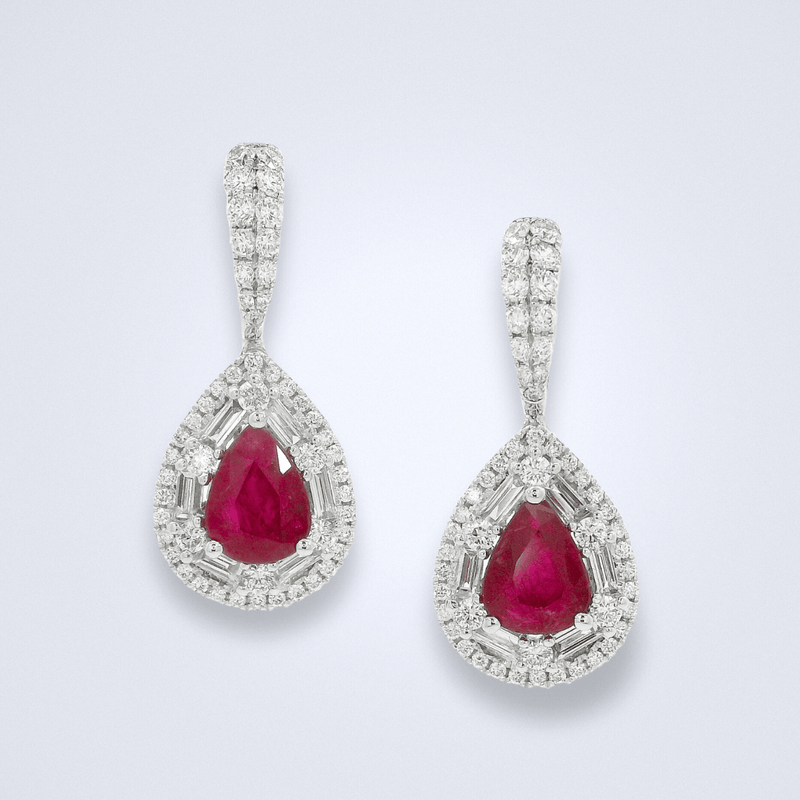 Scarlet Majesty Ruby Diamond Earrings - Benny's Gems Creations