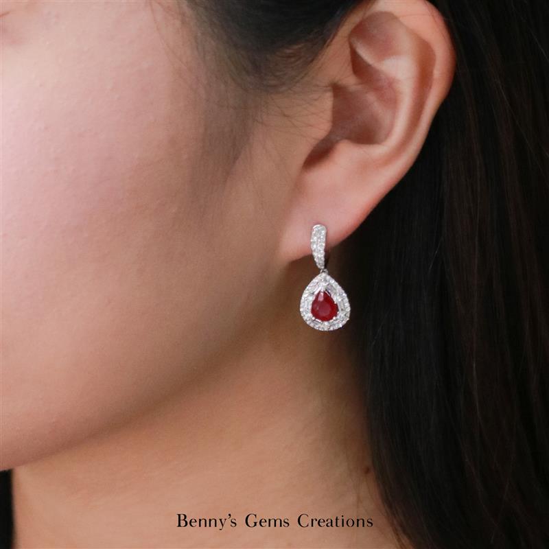 Scarlet Majesty Ruby Diamond Earrings - Benny's Gems Creations