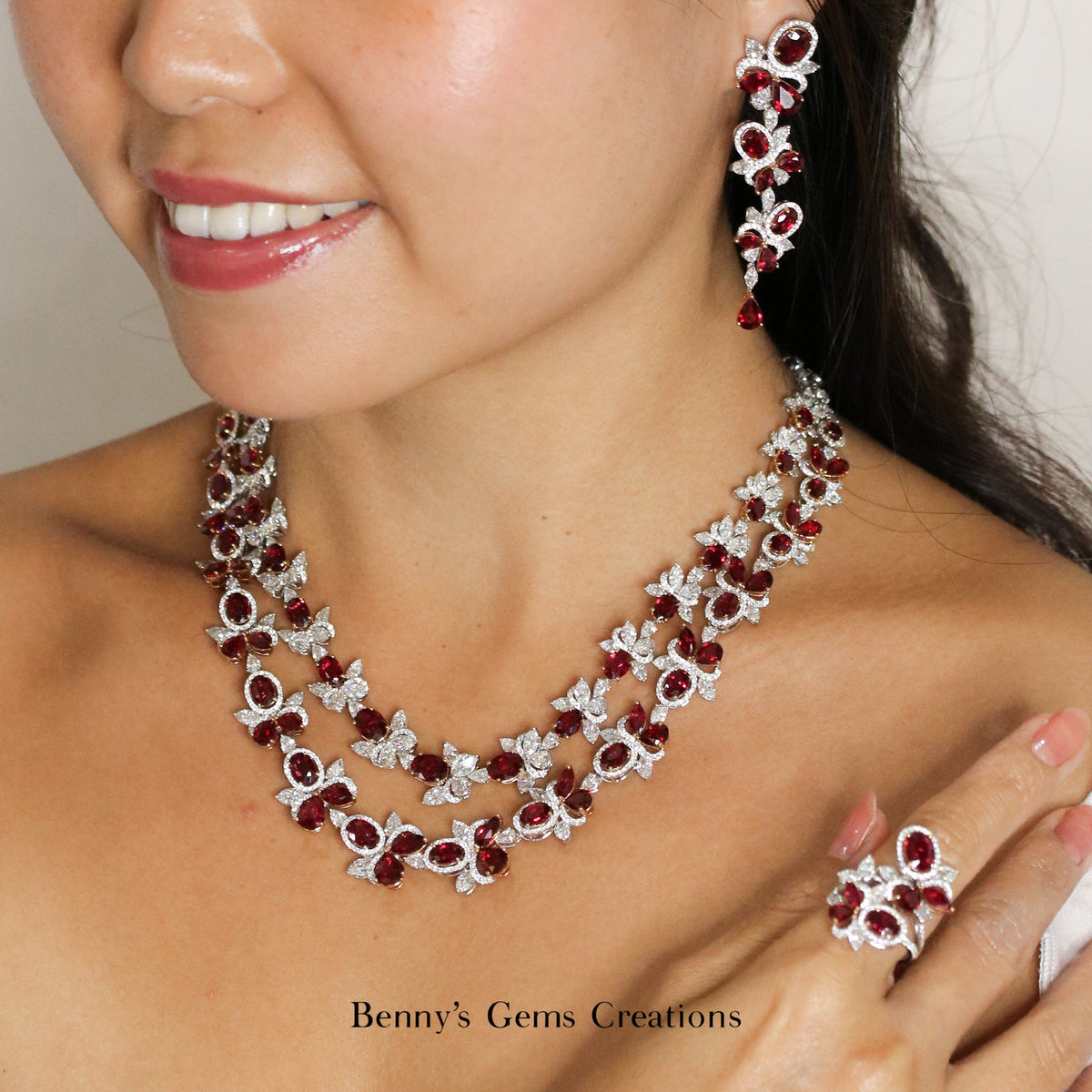 Scarlet Rubies Diamond Necklace - Benny's Gems Creations