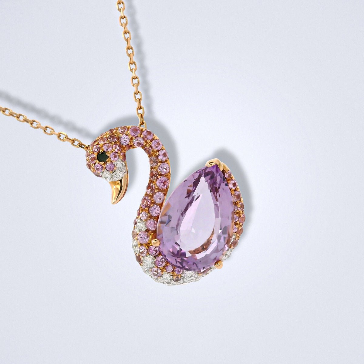 Serene Swan Amethyst Sapphire Pendant - Benny's Gems Creations