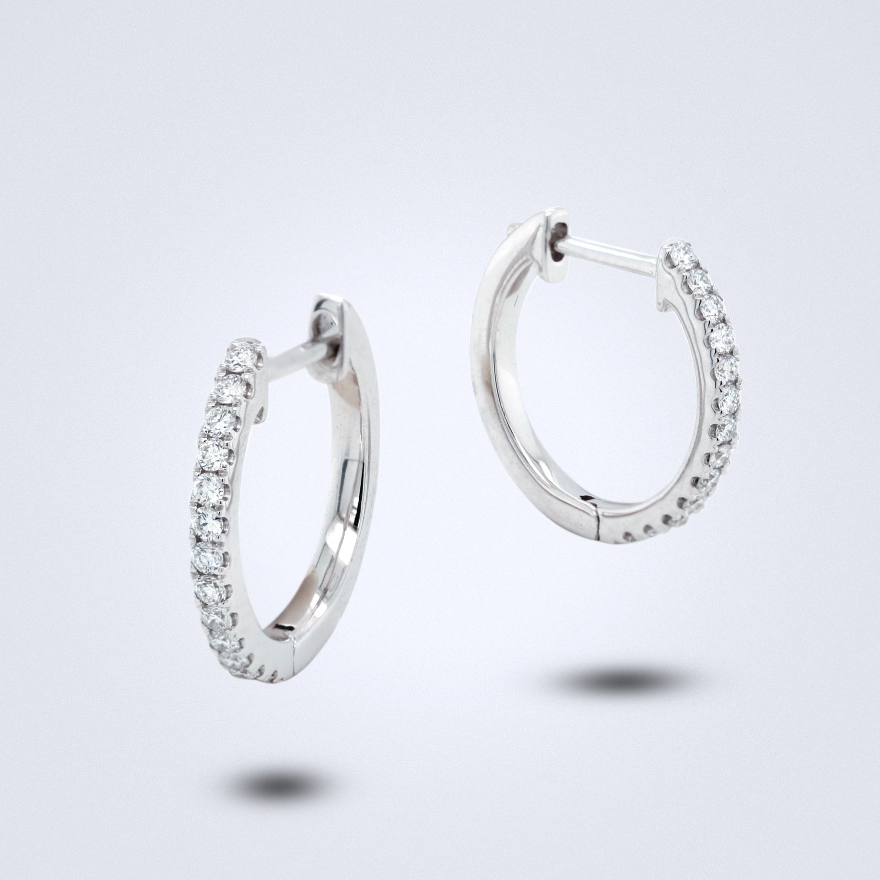 Simple White Gold Diamond Huggies - Benny's Gems Creations