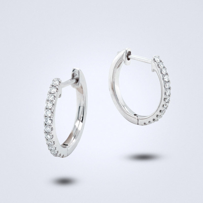 Simple White Gold Diamond Huggies - Benny's Gems Creations