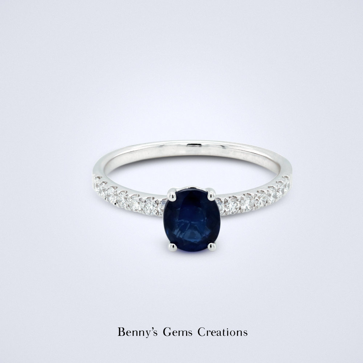 Simply Blue Sapphire Diamond Ring - Benny's Gems Creations