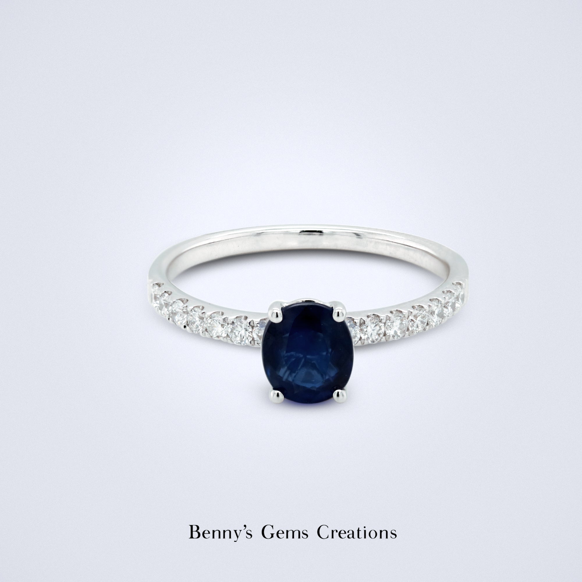 Simply Blue Sapphire Diamond Ring - Benny's Gems Creations