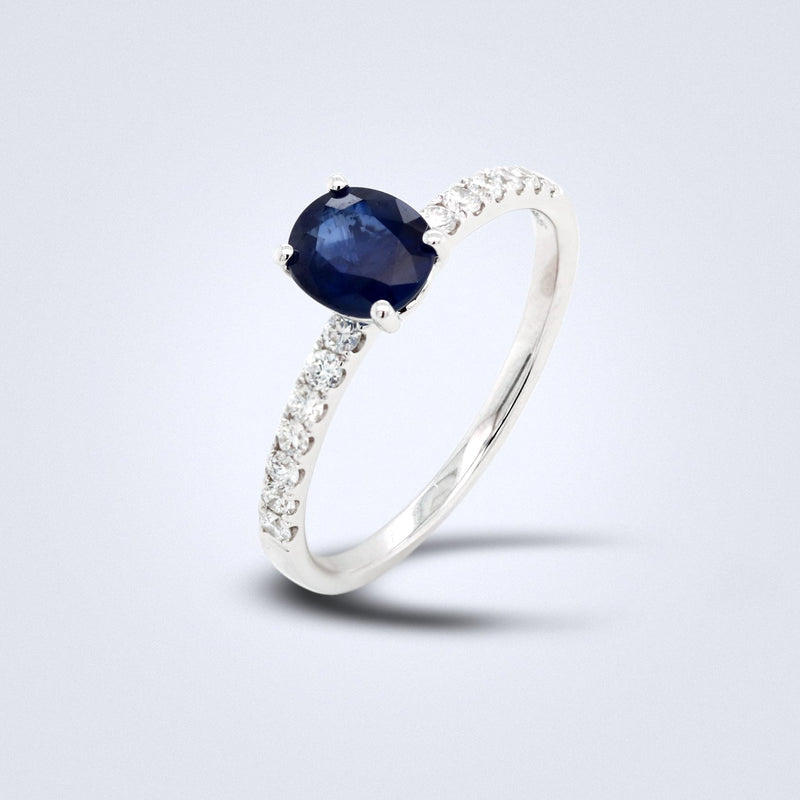 Simply Blue Sapphire Diamond Ring - Benny's Gems Creations