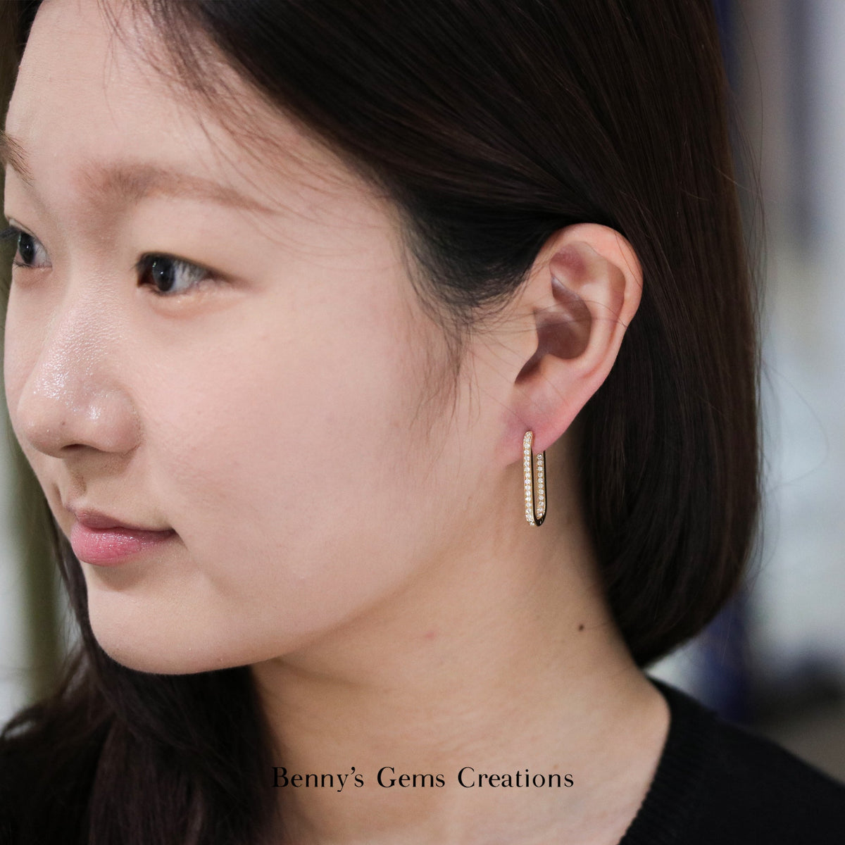 Sleek Yellow Gold Diamond Earrings - Benny's Gems Creations