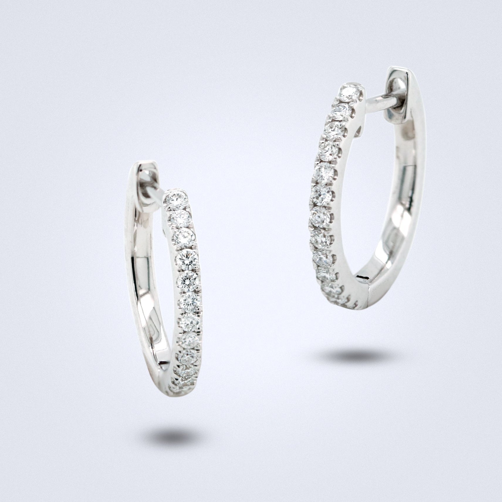 Small White Gold Diamond Hoop Earrings - Benny's Gems Creations