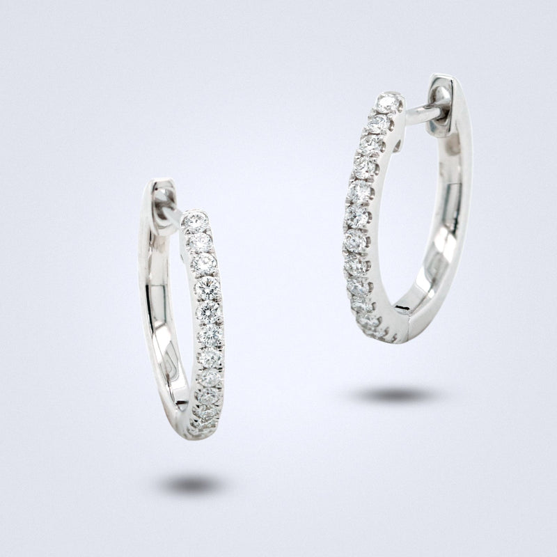 Small White Gold Diamond Hoop Earrings - Benny's Gems Creations