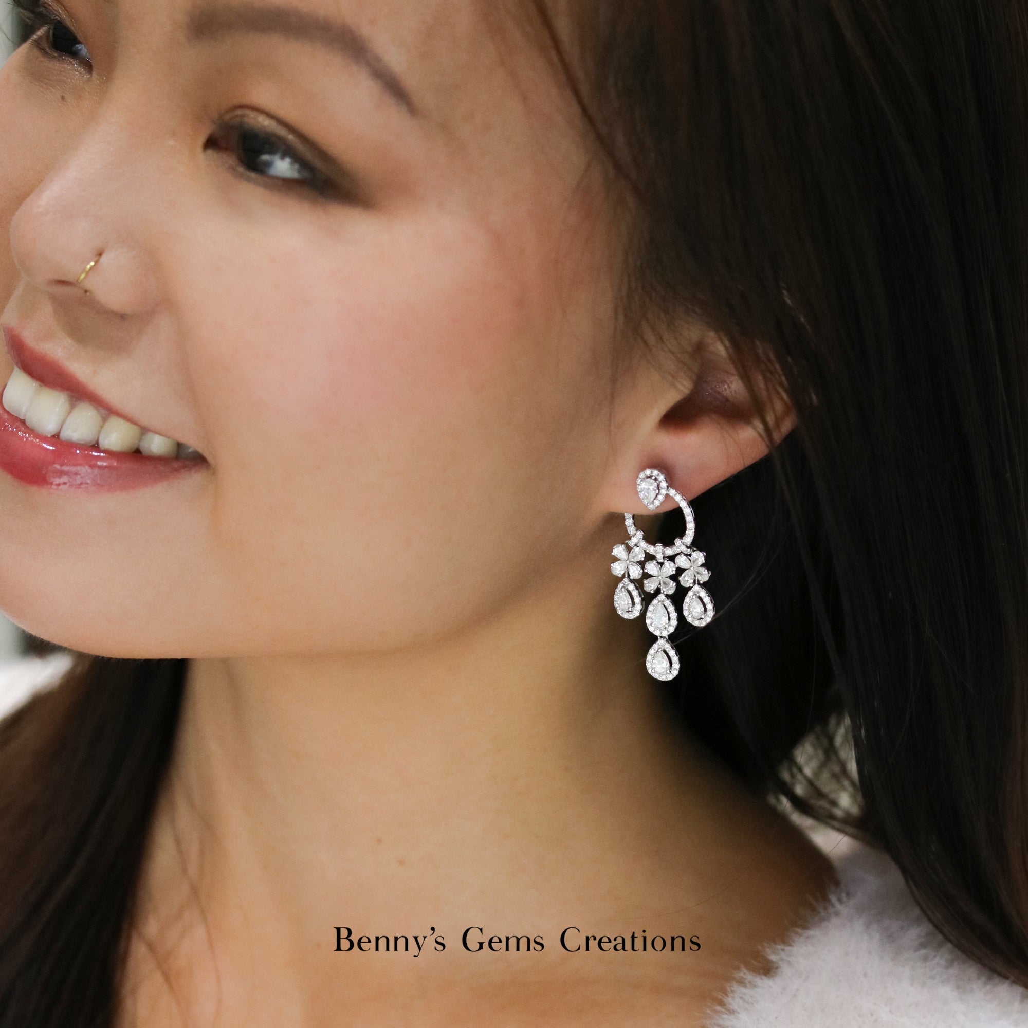 Sparkling Chandelier Diamond Earrings - Benny's Gems Creations
