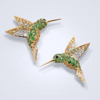 Sparkling Tsavorite Hummingbird Earrings - Benny's Gems Creations