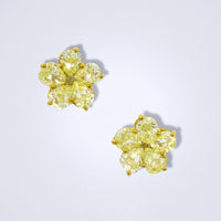 Sparkling Yellow Flower Diamond Earrings - Benny's Gems Creations