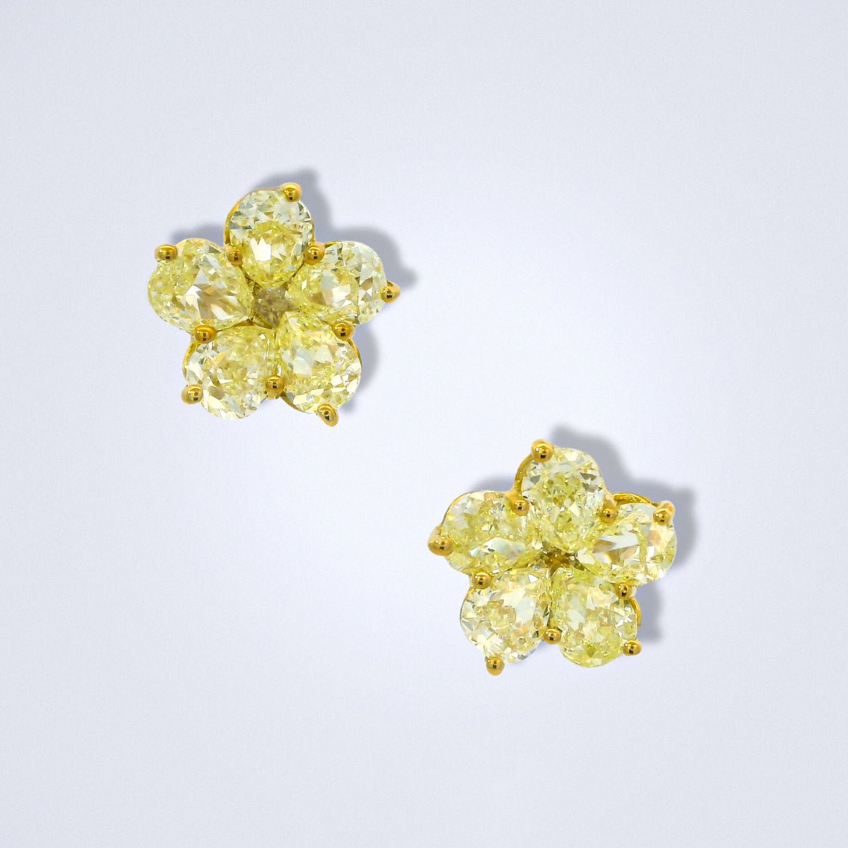 Sparkling Yellow Flower Diamond Earrings - Benny's Gems Creations
