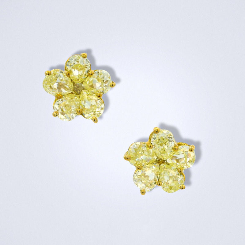 Sparkling Yellow Flower Diamond Earrings - Benny's Gems Creations