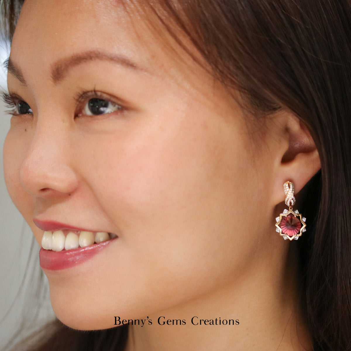 Spirit - Sun Tourmaline Diamond Earrings - Benny's Gems Creations