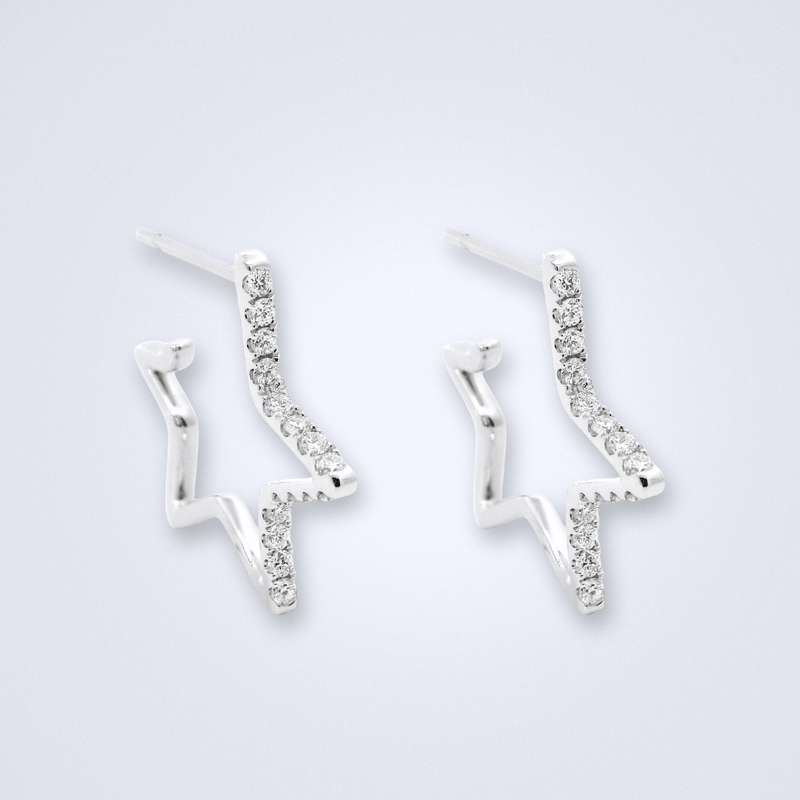 Starry White Gold Diamond Hoops