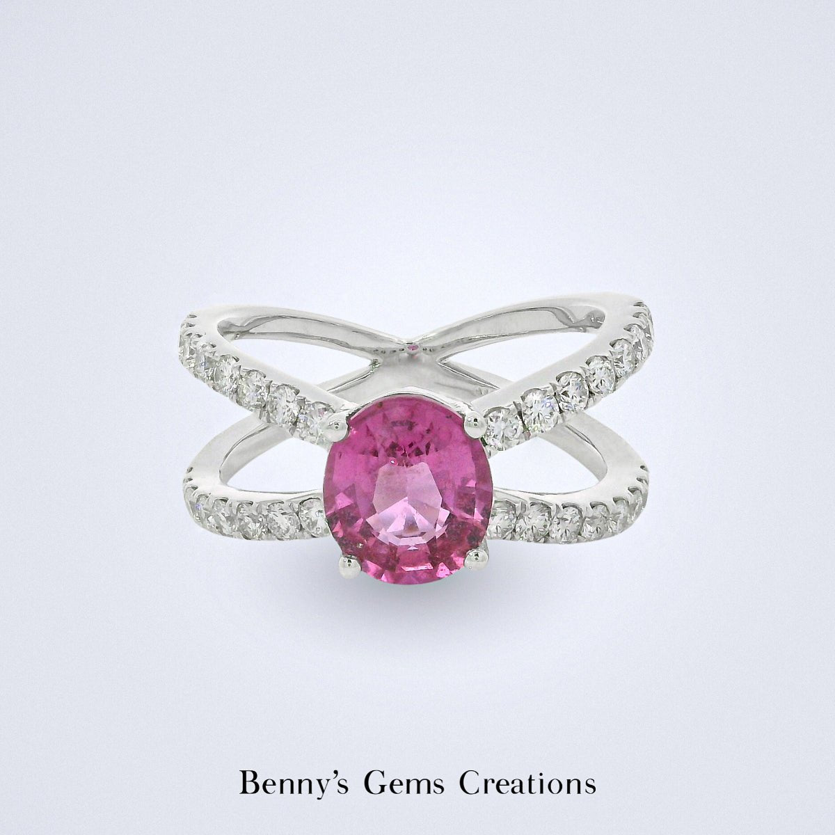 Stellar Pink Sapphire Diamond Ring - Benny's Gems Creations