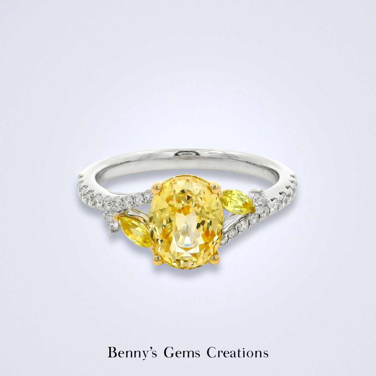 Sunlight Sapphire Diamond Ring - Benny's Gems Creations
