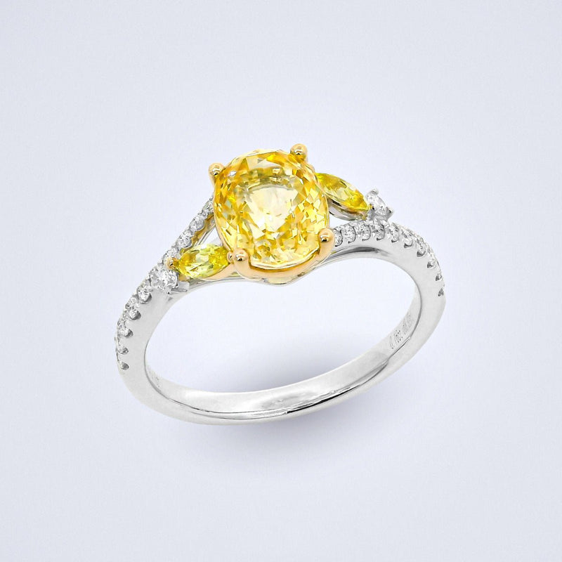 Sunlight Sapphire Diamond Ring - Benny's Gems Creations
