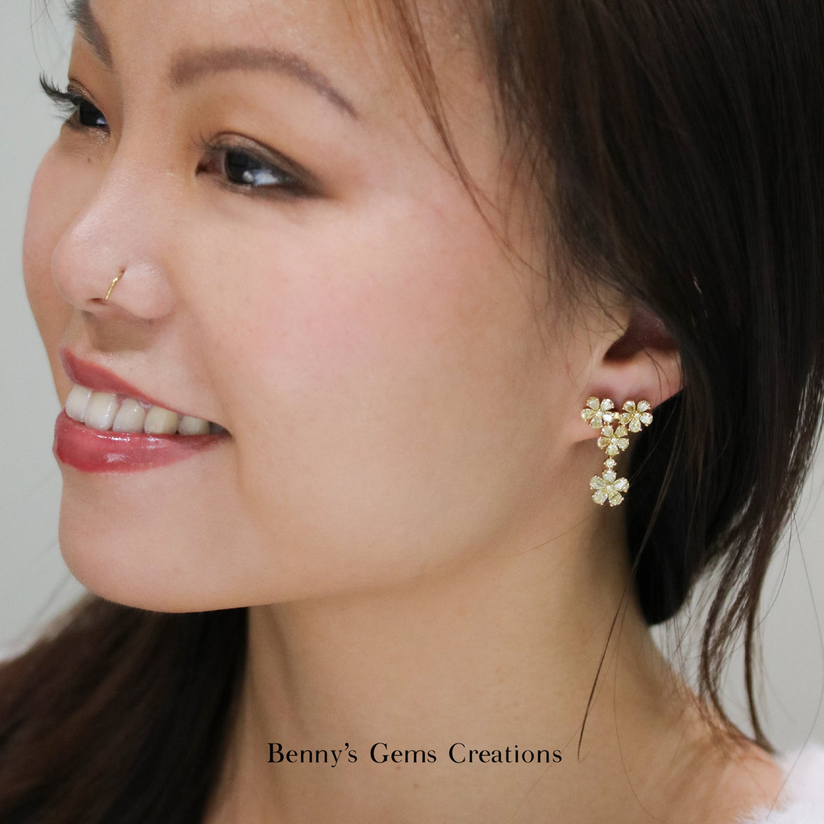 Sunlit Blossom Diamond Earrings - Benny's Gems Creations
