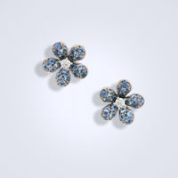 Sweet Blue Sapphire Flower Studs - Benny's Gems Creations