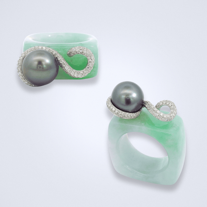 Tahiti Pearl Jadeite Diamond Ring