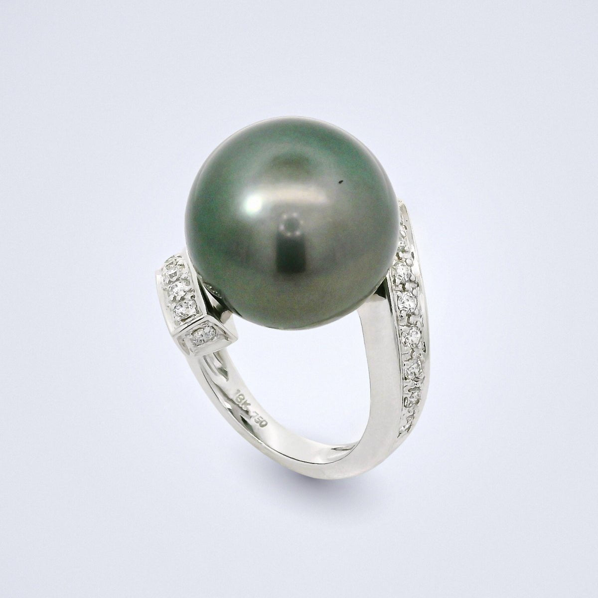 Tahitian Pearl Diamond Sweep Ring - Benny's Gems Creations