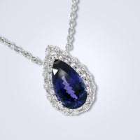 Tanzanite Radiance Halo Diamond Necklace - Benny's Gems Creations