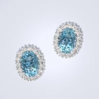 Tatú Mine Aquamarine Halo Diamond Stud Earrings - Benny's Gems Creations