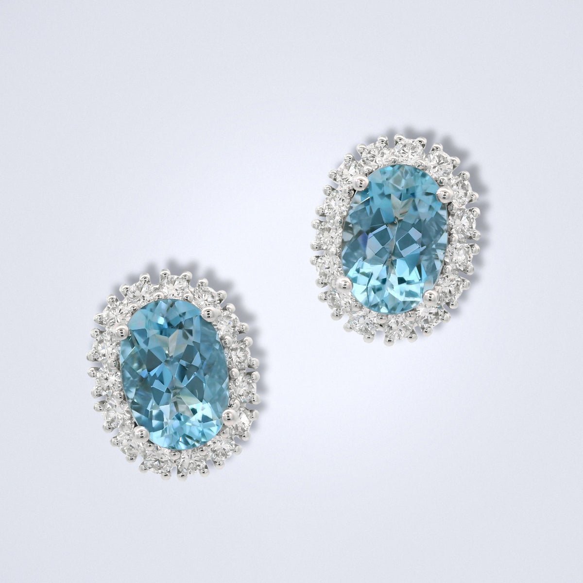 Tatú Mine Aquamarine Halo Diamond Stud Earrings - Benny's Gems Creations