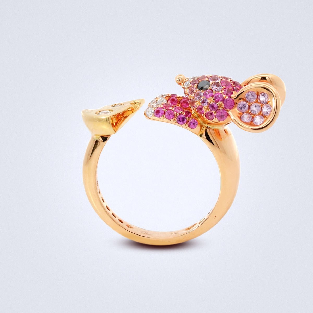 The Curious Mouse & Cheese Diamond Ring - Benny's Gems Creations
