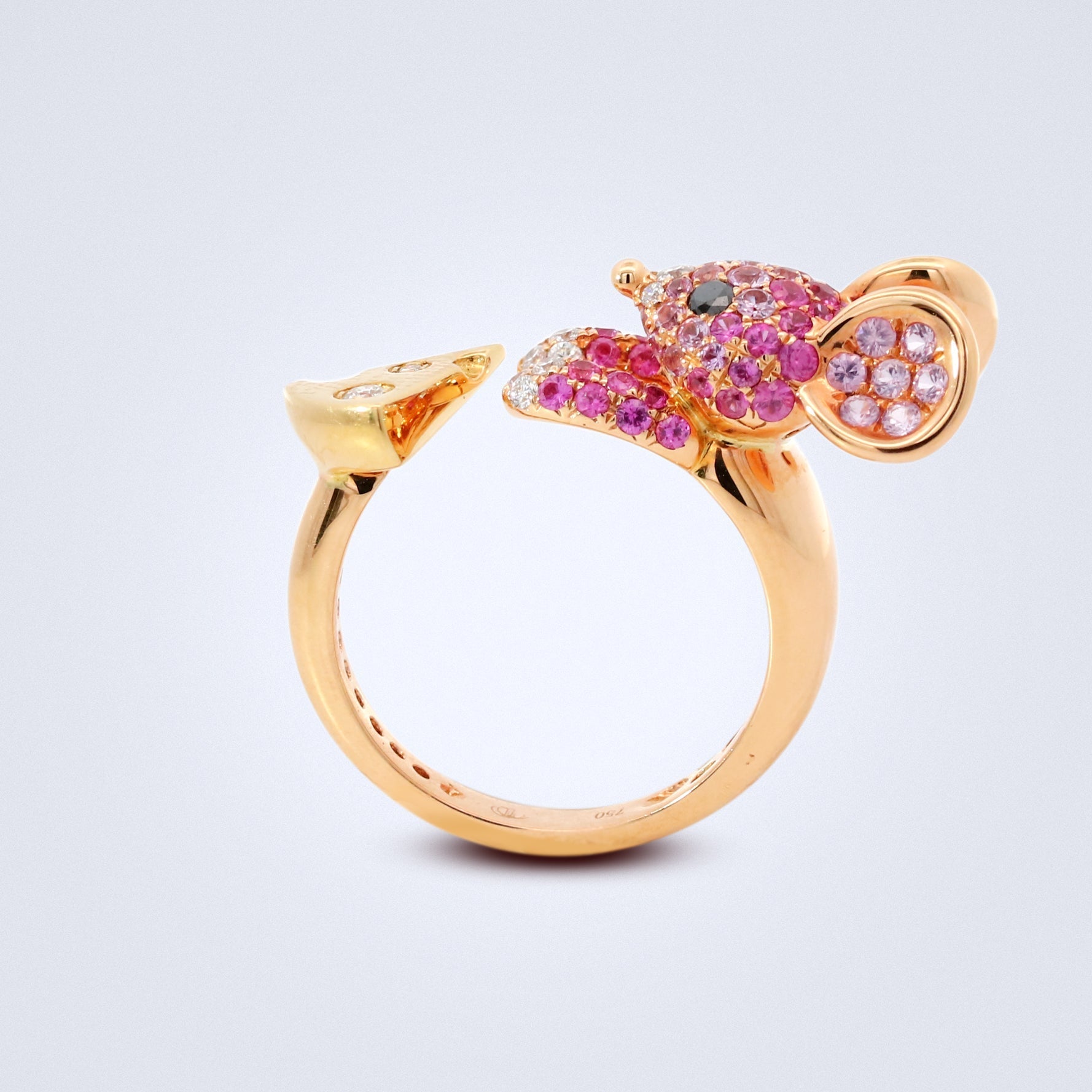 The Curious Mouse & Cheese Diamond Ring - Benny's Gems Creations