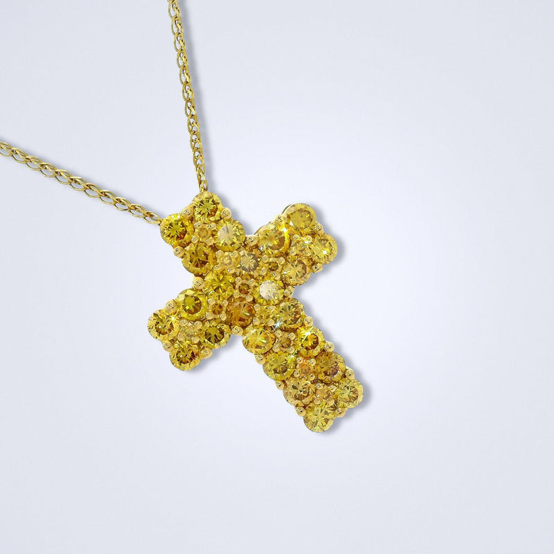 The Eternal Light Cross Yellow Diamond Pendant - Benny's Gems Creations